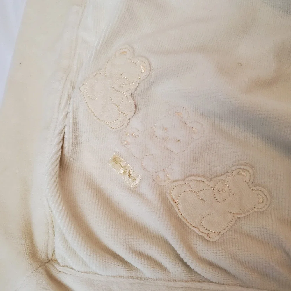 Vintage Childrens Place Yellow Velour Plush Baby Blanket Baby place Bear Duck‎